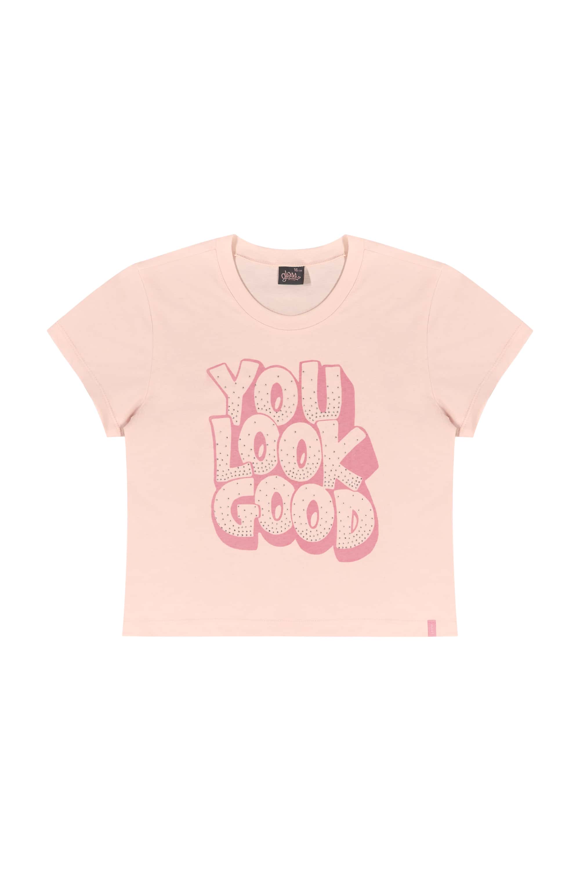 Blusa Juvenil em Meia Malha com Strass (Rosa) Gloss - Imagem 5